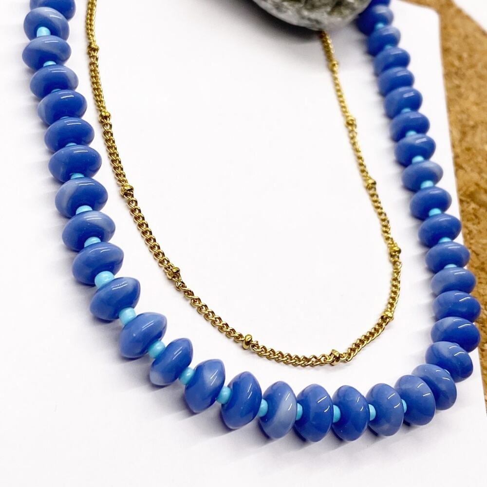 NEW Summer Blue Semiprecious Stone Necklace